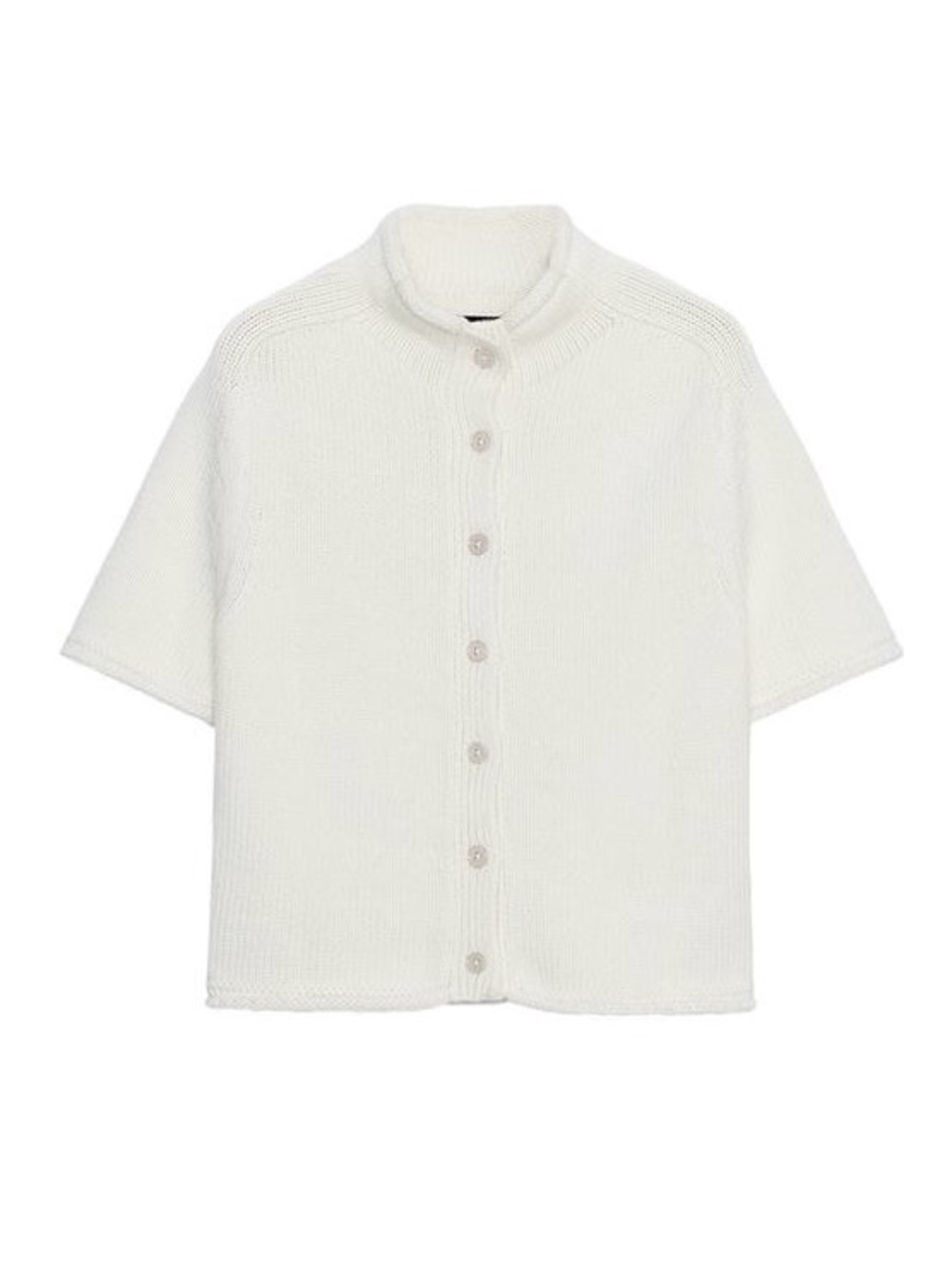 ZARA Knit Short Sleeve Cardigan Top in Ecru